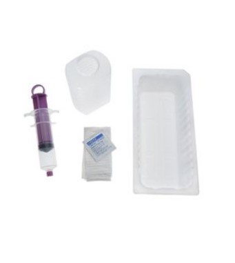 Enteral Feeding Irrigation Kit, Includes: 1000cc Outer Tray, 500cc Graduated Container, 60ccThumb Control Ring Piston Syringe with ENFit Tip, Tip Protector, Alcohol Prep Pad, Large Moisture-Proof Underpad, Latex-free (LF), Sterile, 20/cs