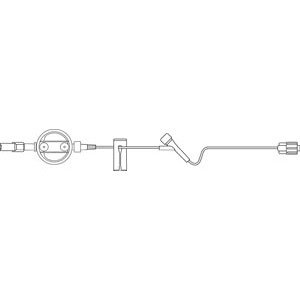 1.2 Micron SUPOR® Filter Low Volume Extension Set, Air Eliminating IV Filter, Slide Clamp, Latex Free (LF) Injection Site, Small Bore Tubing & Distal Luer Lock Connection, DEHP-Free Tubing, .9 mL Priming Volume, 8"L, 50/cs (Rx)