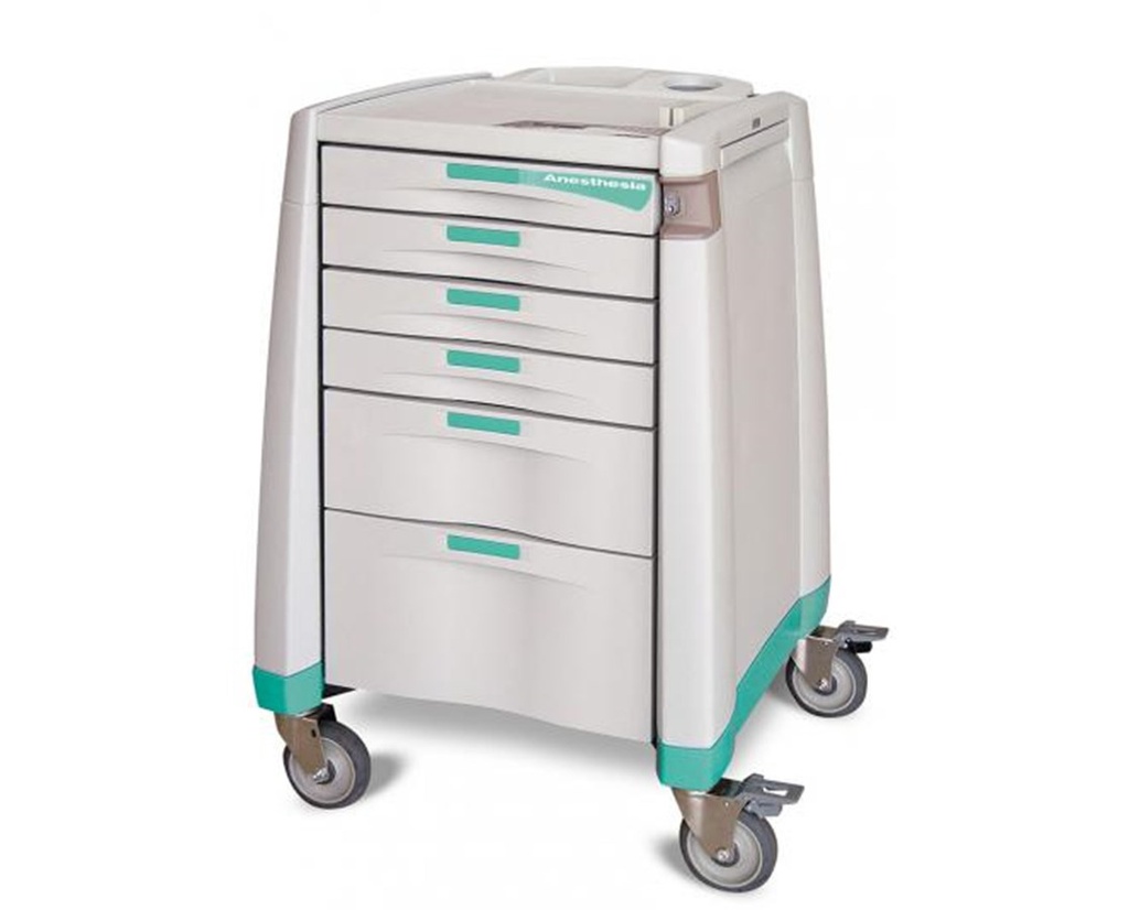 Capsa Avalo ACS Standard Anesthesia Cart, Light Creme/Extreme Green