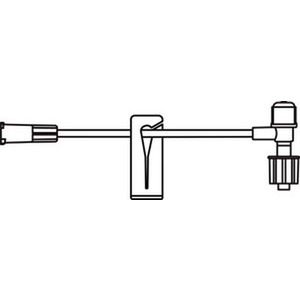 Small Bore T-Port Extension Set, Proximal Luer Lock Connection, Distal T-Fitting, SPIN-LOCK® Connection, Latex Free (LF) Intermittent Injection Port, Slide Clamp, 0.13 mL Priming Volume, 4"L, DEHP Free, 100/cs (Rx)