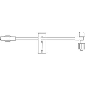 Small Bore T-Port Extension Set, Proximal Luer Lock Connection, Distal T-Fitting, SPIN-LOCK® Connection, Latex Free (LF) Intermittent Injection Port, Slide Clamp, 0.69 mL Priming Volume, 5"L, DEHP Free, 100/cs (Rx)