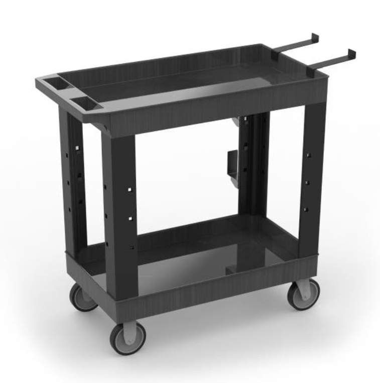 Luxor WORKLOAD Mini 2-Shelf Industrial Utility Cart, 32" W x 18" D, Black
