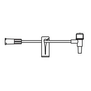 Small Bore T-Port Extension Set, Proximal Luer Lock Connection, Distal T-Fitting Luer Slip Connection, Latex Free (LF) Intermittent Injection Port, Slide Clamp, 0.13 mL Priming Volume, 4"L, DEHP Free, 100/cs (Rx)