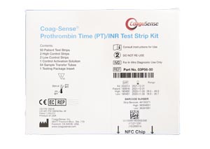 PT/INR Test Strip Kit, Includes: (50) Patient Test Strips, (2) High and (2) Low Control Strips, (1) Control Activation Solution Vial, (54) Sample Transfer Tubes with Plungers, (1) Package Insert (Ships via Air)