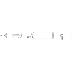 Add-On Burette Set, Non-Vented Spike, Roller Clamp, 150mL Burette Chamber, No Automatic Shutoff, ULTRASITE Valve, Slide Clamp, Spike Adapter, Latex Free (LF), 3.0mL Priming Volume, 20"L, 20/cs (Rx)