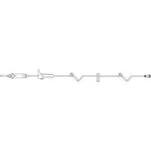 Admin Set, Universal Spike, SAFELINE Injection Sites 6" & 38" Above Distal End, Slide Clamp, SPIN-LOCK Connector, 18mL Priming Volume, 96"L, 60 Drops/mL, DEHP & Latex Free (LF), 50/cs (Rx)