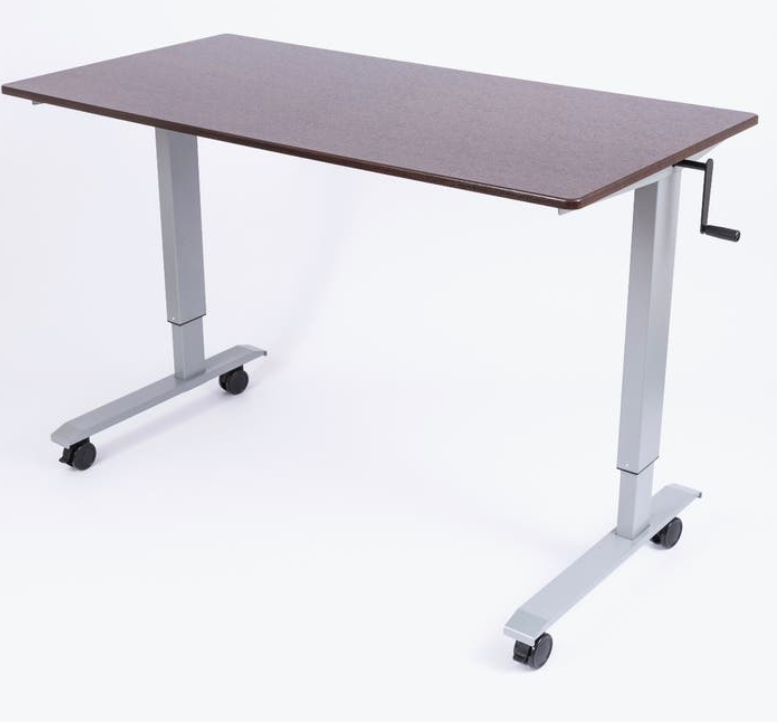 Luxor 60" High Speed Crank Adjustable Stand Up Desk, Walnut/Silver