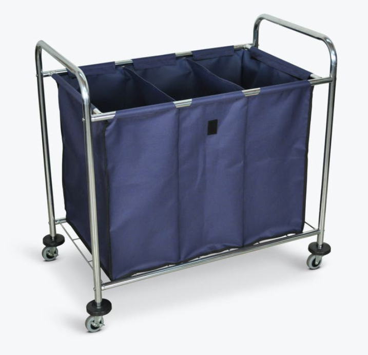 Luxor Industrial Laundry Cart, Divided Canvas Bag