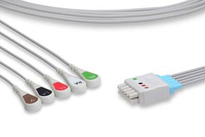ECG Leadwire 5 Leads Snap (Grouped), GE Healthcare > Marquette Compatible w/ OEM: LDW-05AW-MXAM-0000, LW-2400029/5A, 411200-002, 411200-001, LKM054, LKM056, 411202-001, 411202-002
