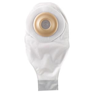 One-Piece Drainable Pouch with Pre-Cut Durahesive Skin Barrier, Tape Collar, 12" Pouch with 1-Sided Comfort Panel, Tail Clip, Transparent, 7/8" Stoma Opening, 5/bx