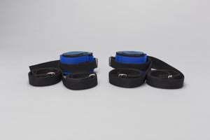 Posey Wrist Restraint, Twice-as-Tough, One Size Fits Most, Hook and Loop/Quick Release Buckle, 2-Strap, Machine Washable, w/ Easy to Apply D-Rings, Neoprene, Blue