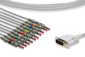 Direct-Connect EKG Cable, 10 Leads, Banana, 300cm, Philips Compatible w/ OEM: M2461A, M3702C, 989803107711, 55, 45502-13, CB-721013R/1, 9293-032-50, 9293-032-60