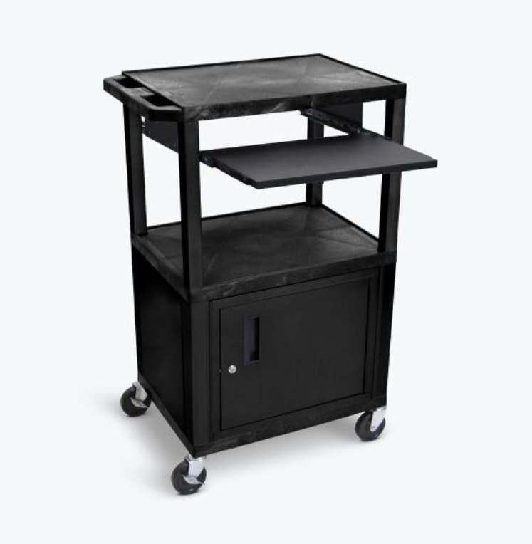 Luxor 42" AV Cart, 3-Shelves, Cab, Pullout