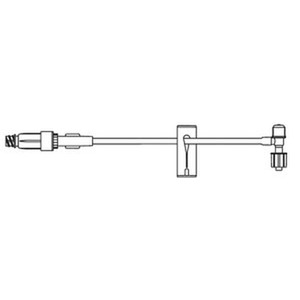 Standard Bore T-Port Extension Set, ULTRASITE Valve, SPIN-LOCK® Connection, Slide Clamp, 1.3mL Priming Volume, 8"L, DEHP & Latex Free (LF), 100/cs (Rx)