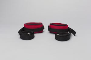 Posey Ankle Restraint, Twice-as-Tough, One Size Fits Most, Hook and Loop/Quick Release Buckle, 2-Strap, w/ Easy to Apply D-Rings, 50in, Neoprene, Red