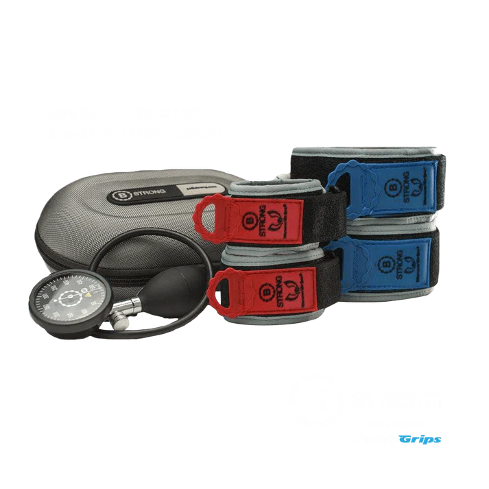 Individual Package Includes: 4 BFR Bands Total (1) Pair Each of Sizes 2 & 3, (1) Hand Pump, (1) Carrying Bag, (1) License to BStrong's Guidance App