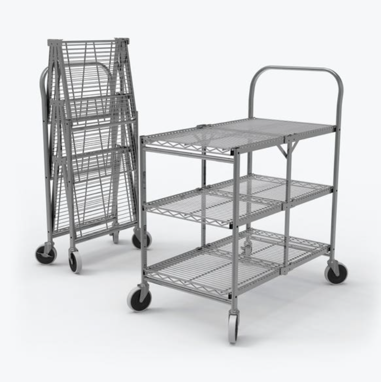 Luxor 3-Shelf Collapsible Wire Utility Cart