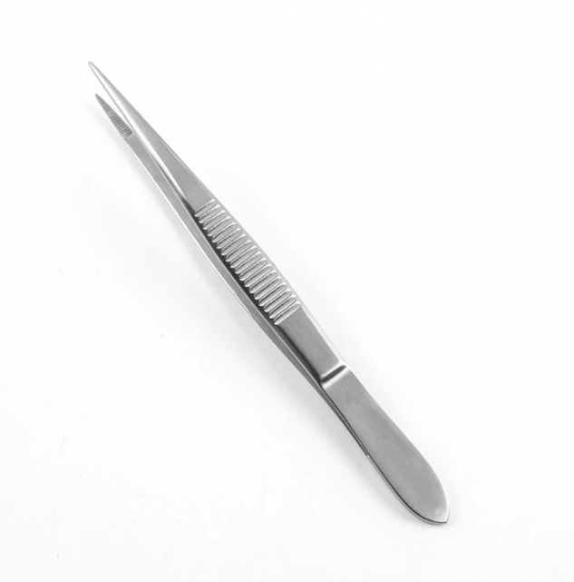 Splinter Forceps, Econo, 4 ½ Length, Floor Grade Stainless Steel, Sterile, Nonlocking Thumb Handle, Straight Fine Point Tips, Disposable, 50/cs