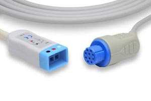 ECG Trunk Cable, 3 Leads, Datex Ohmeda Compatible w/ OEM: CB-82395R, KCC034, 545307-HEL, 545302-HEL, CB-82395R, KCC034, 545307-HEL, 545302-HEL