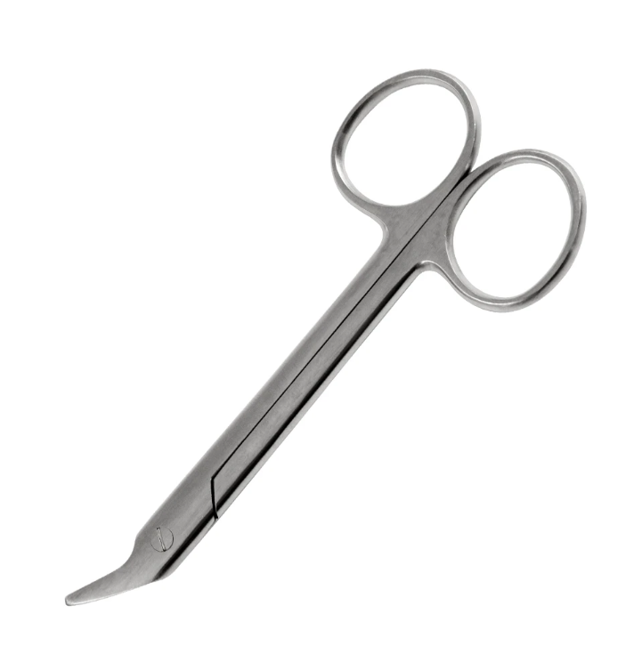 Wire Cutting Scissors, Sklar Econo, Sterile, Angled Blunt Tip, Disposable, 4-3/4" Length, Stainless Steel, Sterile, Finger Ring Handle, 25/bx