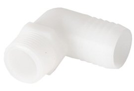 3/4" MPT x 1/2" Barb Elbow Adapter, Plastic