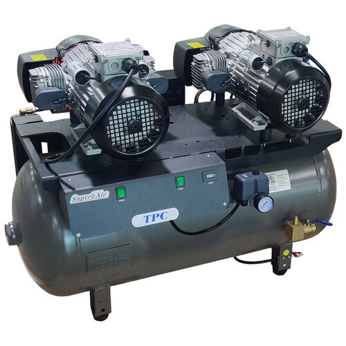 TPC Superb Air Oil-Less Air Compressor, 1 x 1.0 HP + 1 x 2.0HP Motors, 23 Gal, 6-7 User (220V)