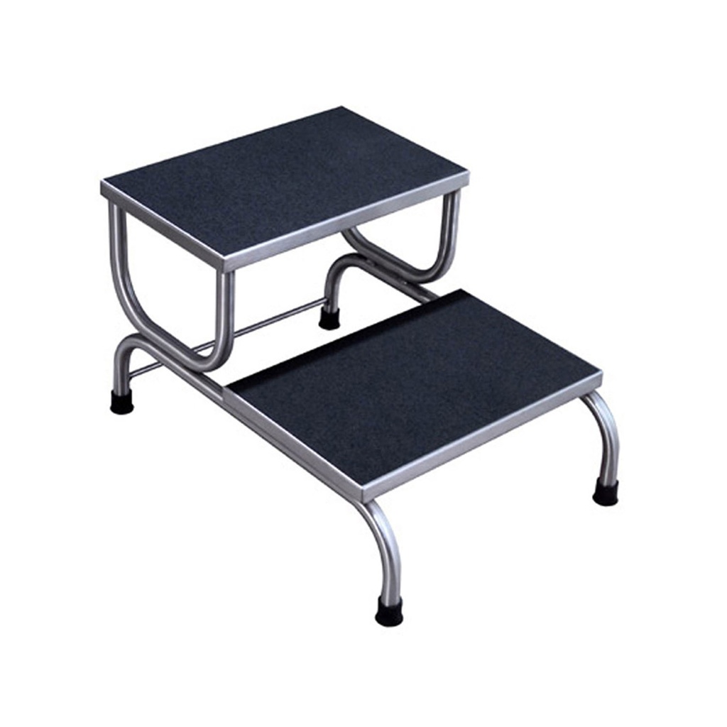 Step Stool, 2-Step, Stainless Steel, 18"W x 15"H x 25"D