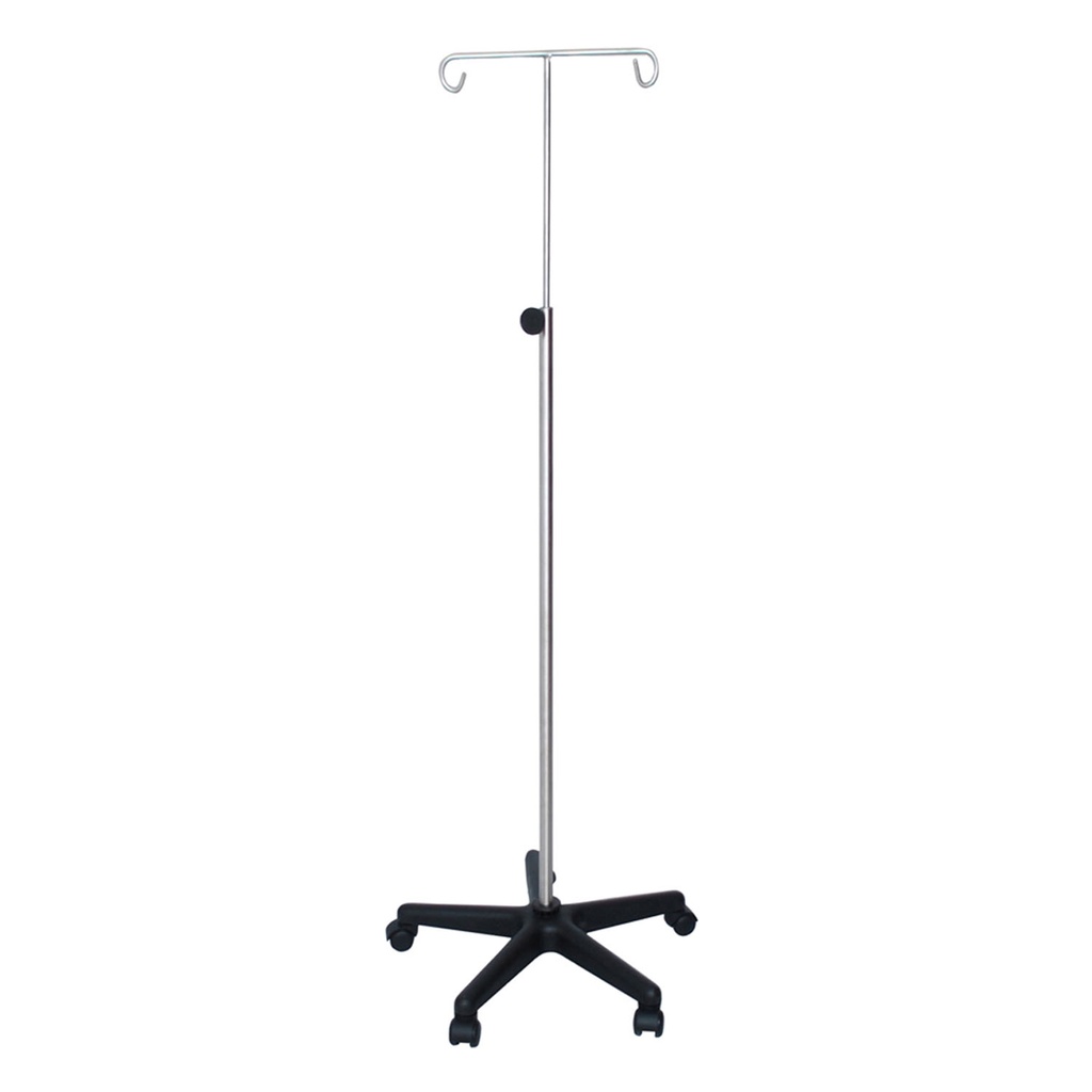 I.V. Stand, Stainless Steel, 2-Hook, Hand Wheel