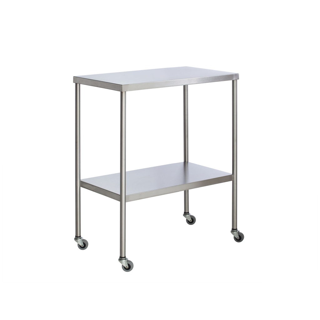 Instrument Table with Shelf, Stainless Steel, 16" x 30"