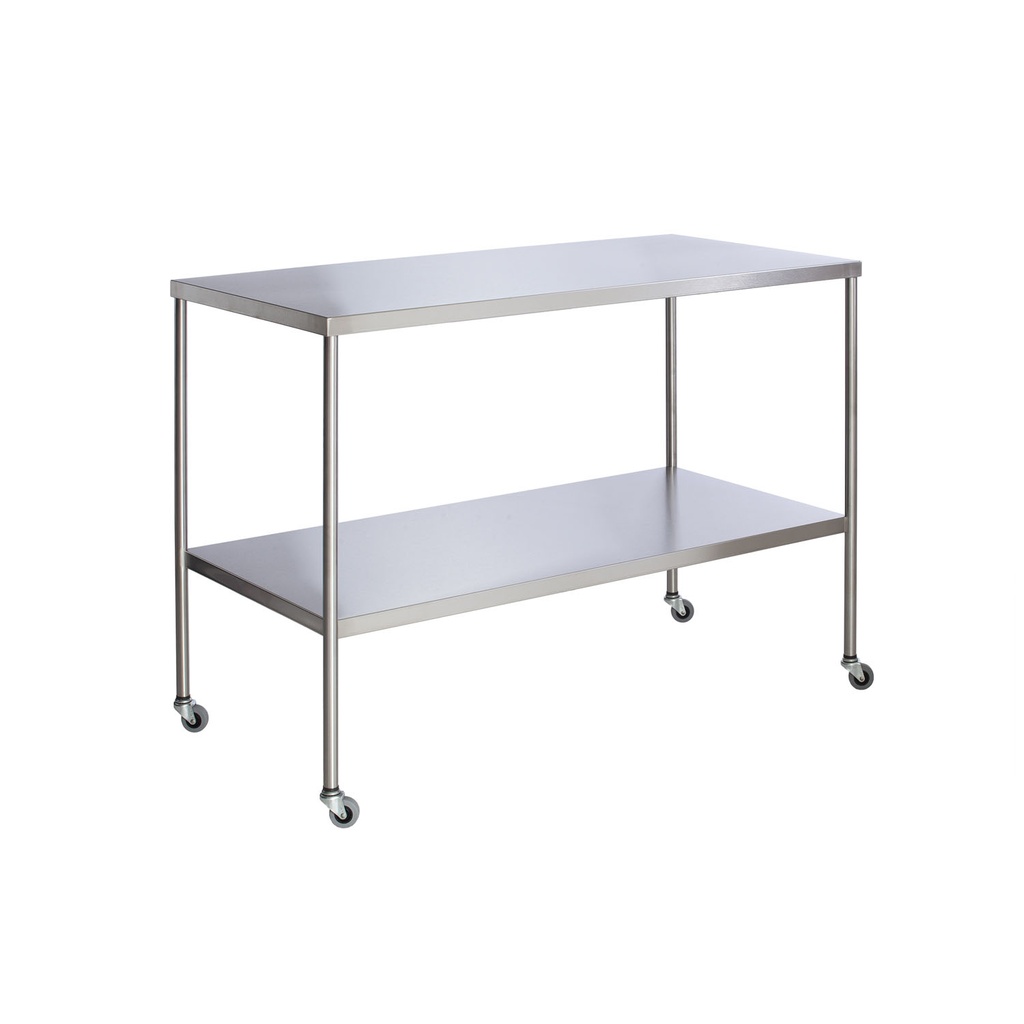 Instrument Table with Shelf, Stainless Steel, 24" x 48"
