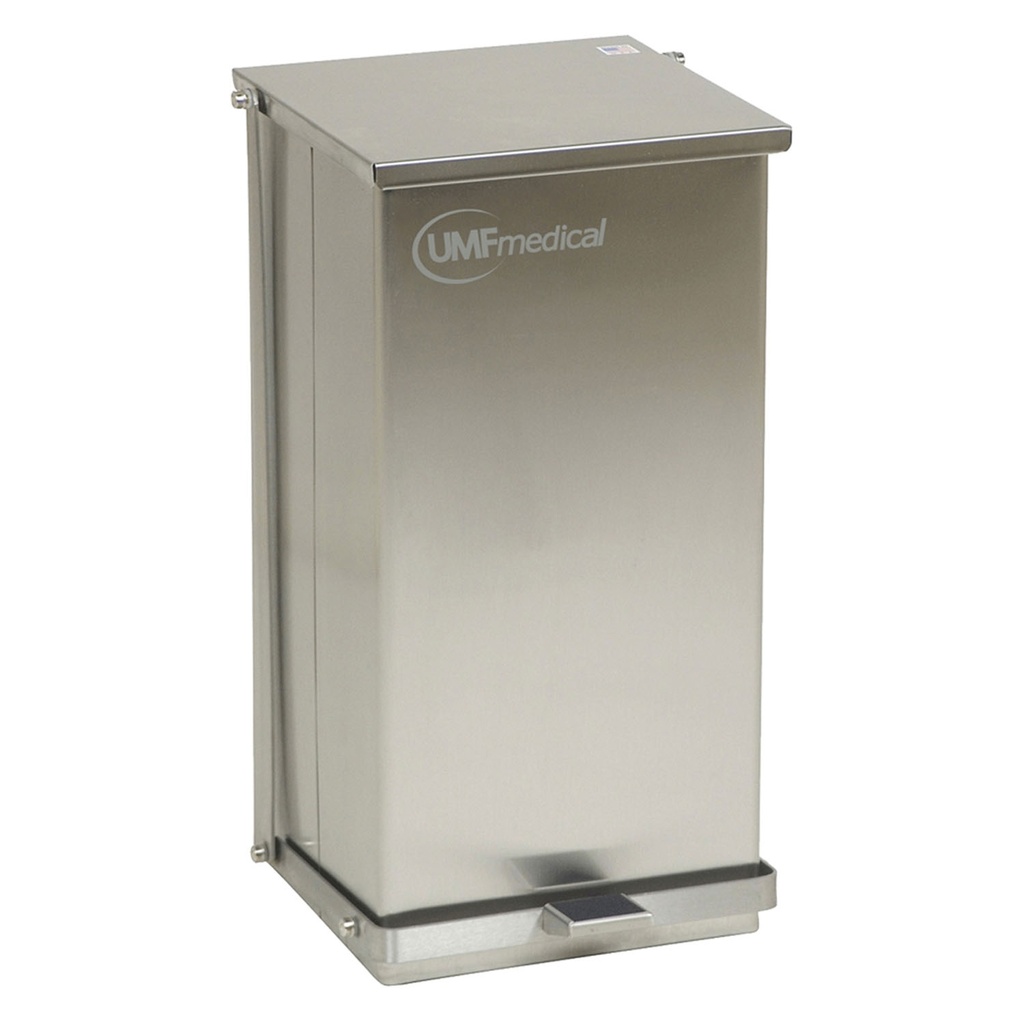 Waste Receptacle, Step-On, Stainless Steel, 48 Quart