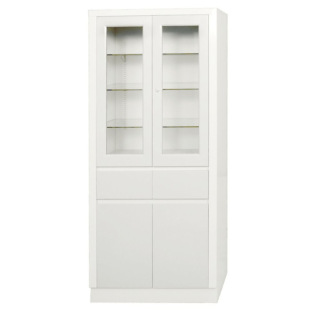 Storage/Supply Cabinet, 7142 with Upper Section, Two doors, Two drawers, 31.5"W x 67"H x 15.5"D, Quiet White