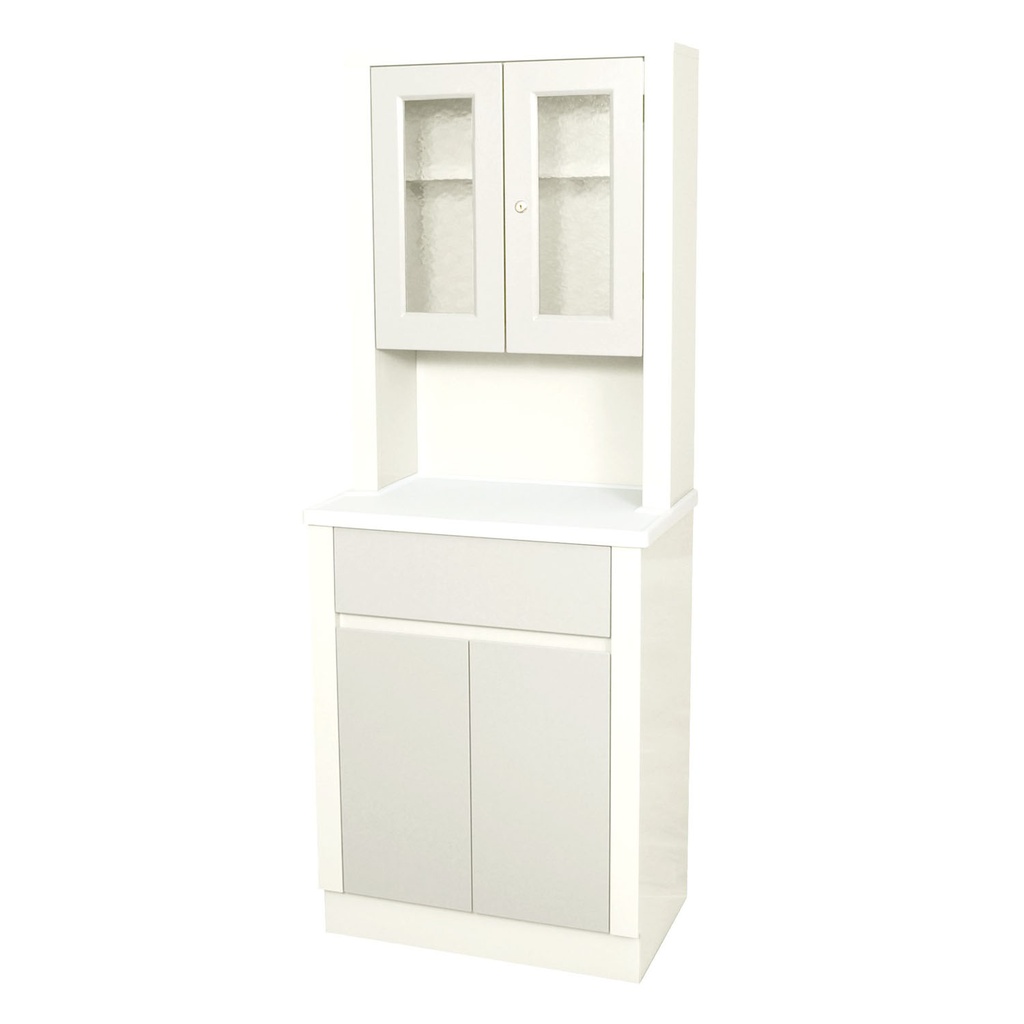 Treatment Cabinet, 6130 with Upper Cabinet Section, Two Doors, One Drawer, One Shelf, 25.25"W x 65"H x 16.25"D, Quiet White
