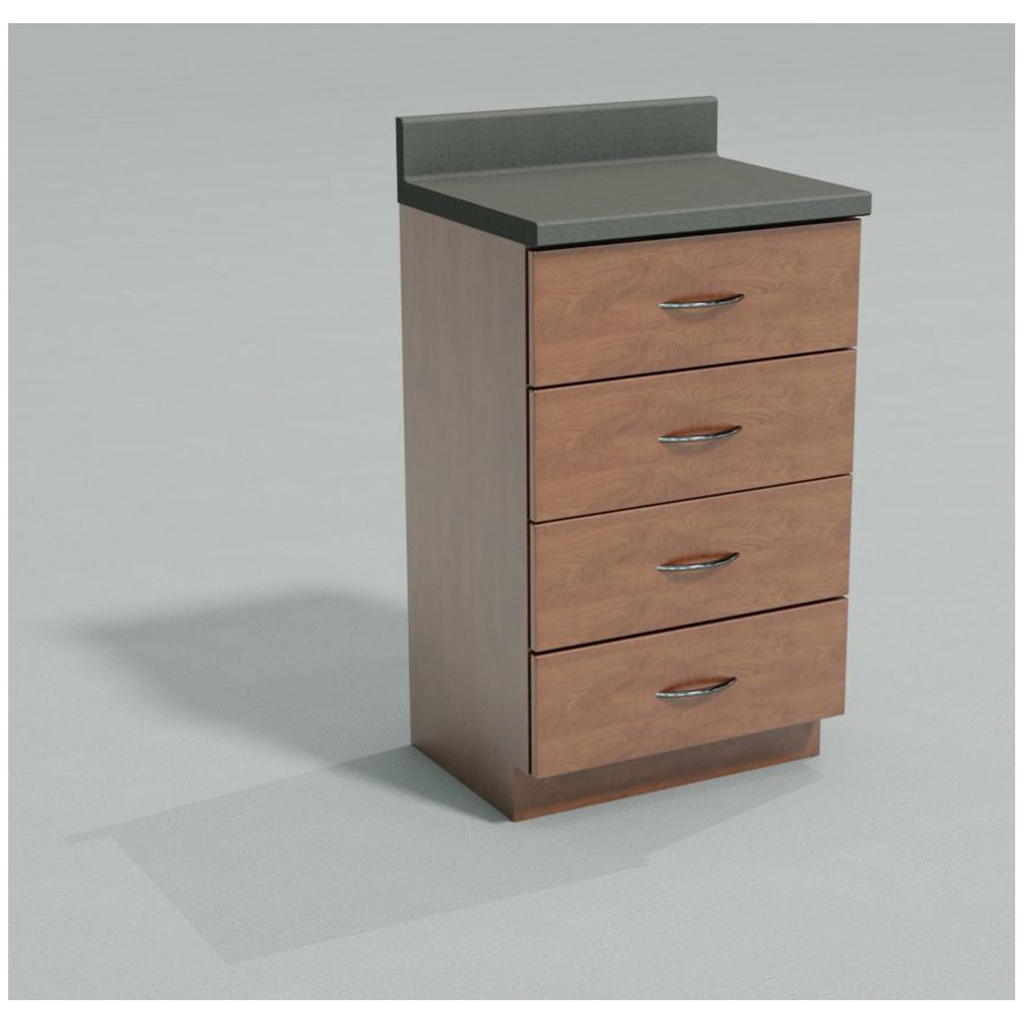 Base Cabinet, Steel, 24", Four Drawers, Seamless Countertop, Quiet White