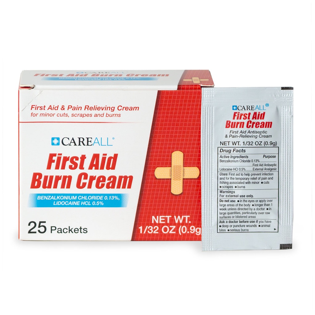 CareAll® First Aid Burn Cream Packet, 0.9g, 25/bx, 36 bx/cs