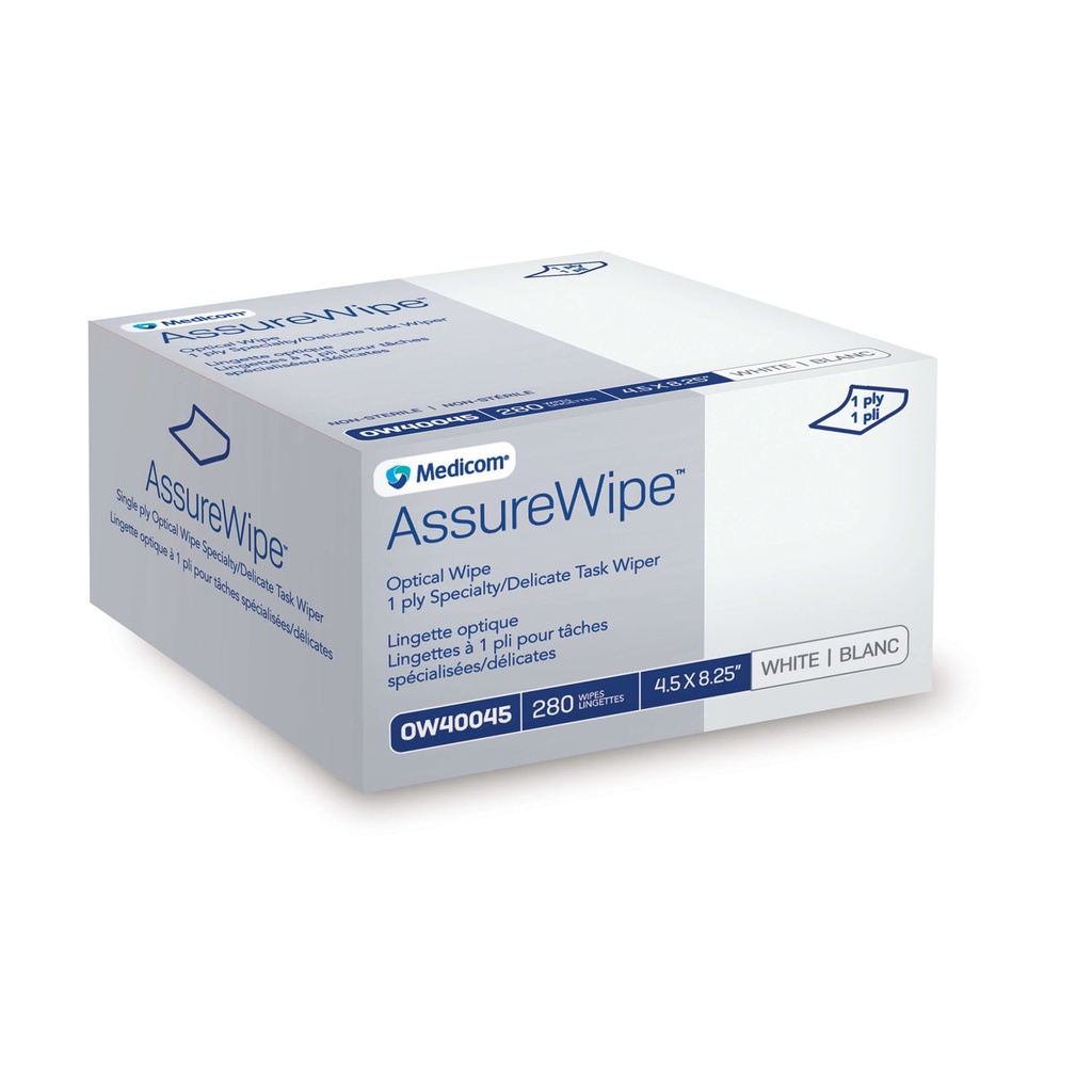 Optical Wipe, 4.5” L x 8.25” W, 280 wipes/bx, 60 bx/cs
