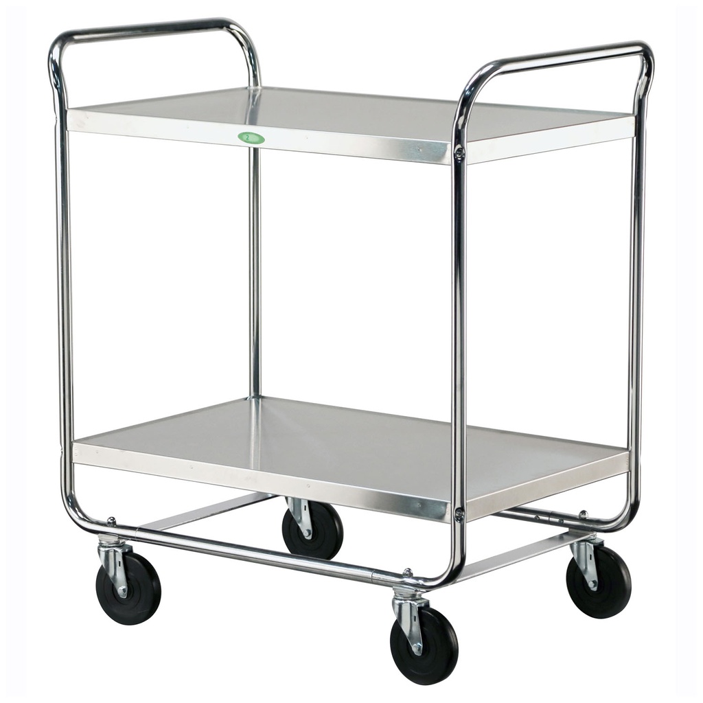 Medium Duty Cart, 2 Shelves, 23"W x 36"L x 40 1/8"H, 500 lb Capacity, 5" Swivel Casters, Chrome Plated Legs/ Frame, 21" x 33" Shelf, 21½" Clearance