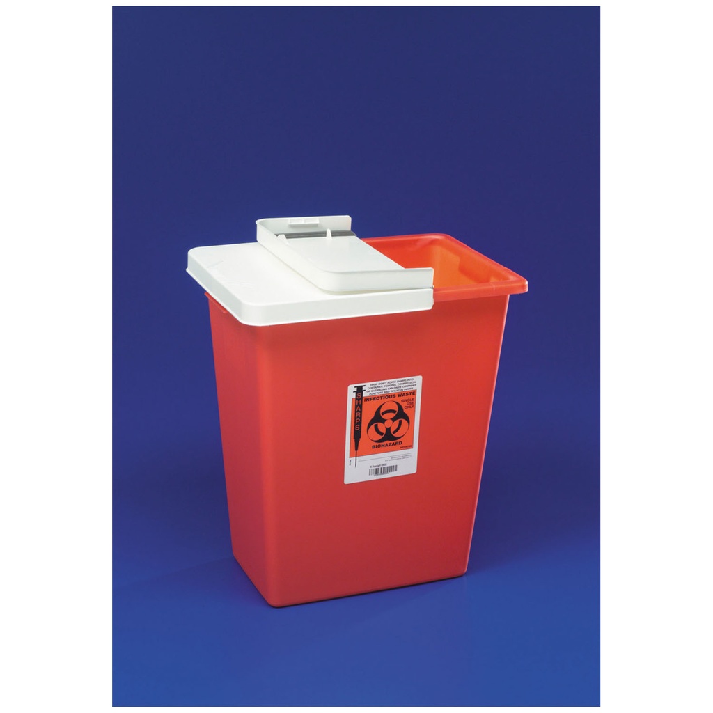 Container, 12 Gal, Large Volume Red, Hinged Lid, 18¾"H x 12¾"D x 18¼"W, 10/cs