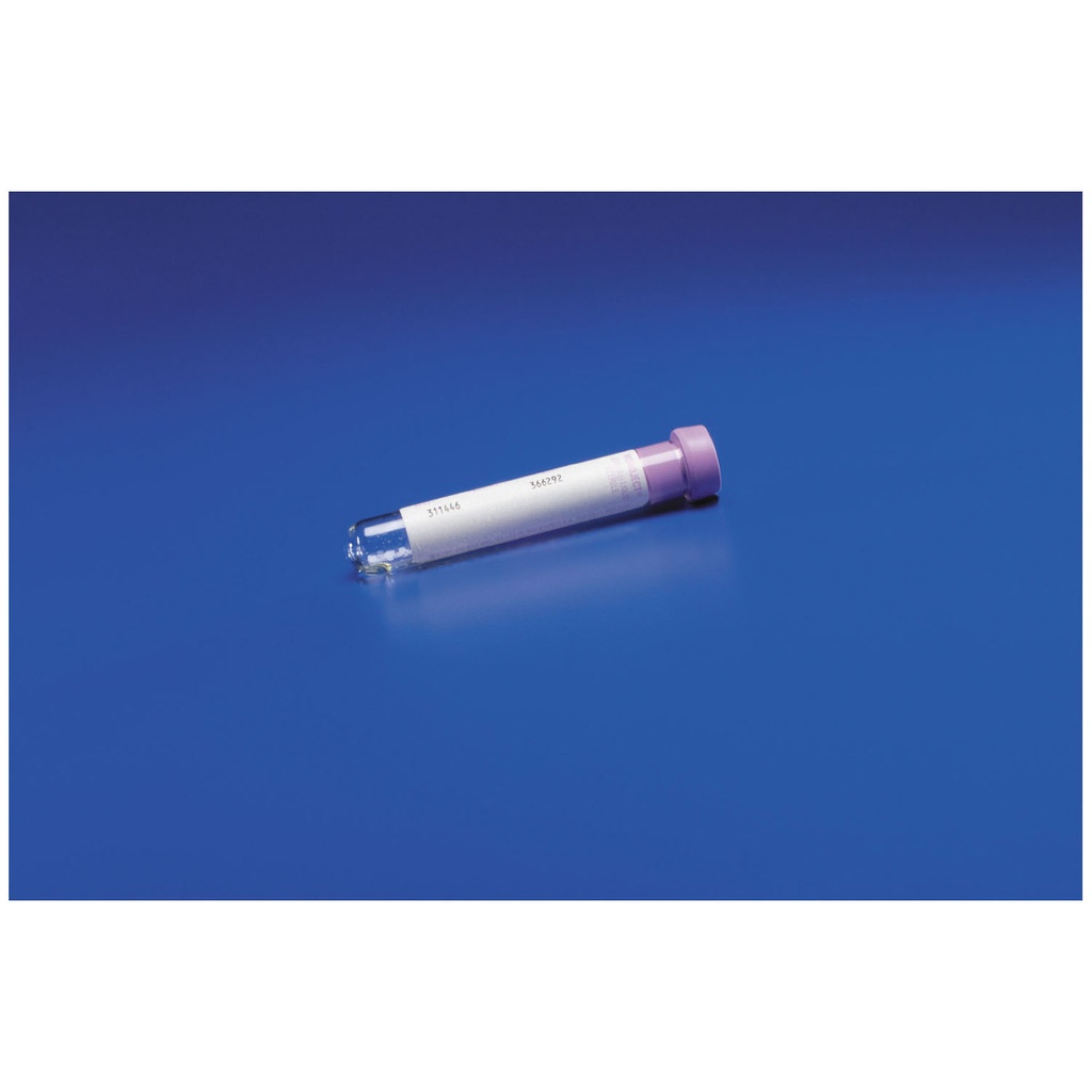 Standard Blood Collection Tube, Liquid Additive, 16mm x 100mm, 10mL, Silicone Coated Lavender Stopper, 1000/cs