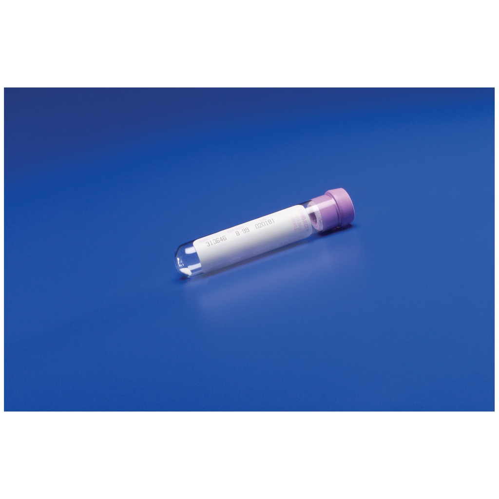 Standard Blood Collection Tube, Liquid Additive, 10.25mm x 50mm, 2mL, Glycerine Coated Lavender Stopper, 1000/cs
