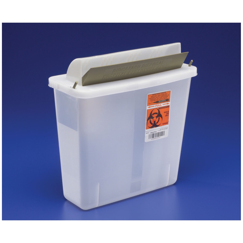 Sharps Container, Clear, Mailbox-Style Lid, 5 Qt, 11"H x 4¾"D x 10¾"W, 20/cs