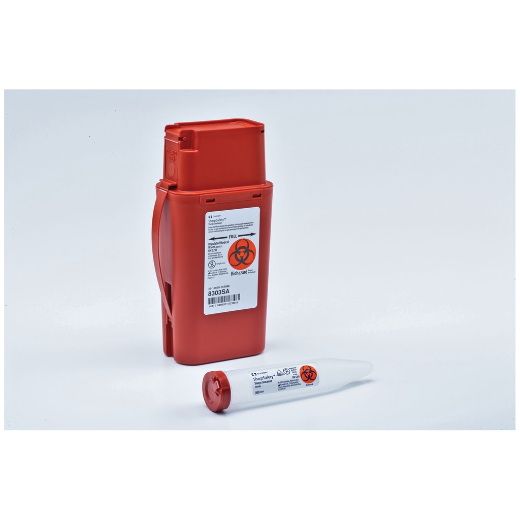Transportable Flip Top Disposal Container, 1 Qt, Red, 8¾"H x 2½"D x 4½" W, 20/cs