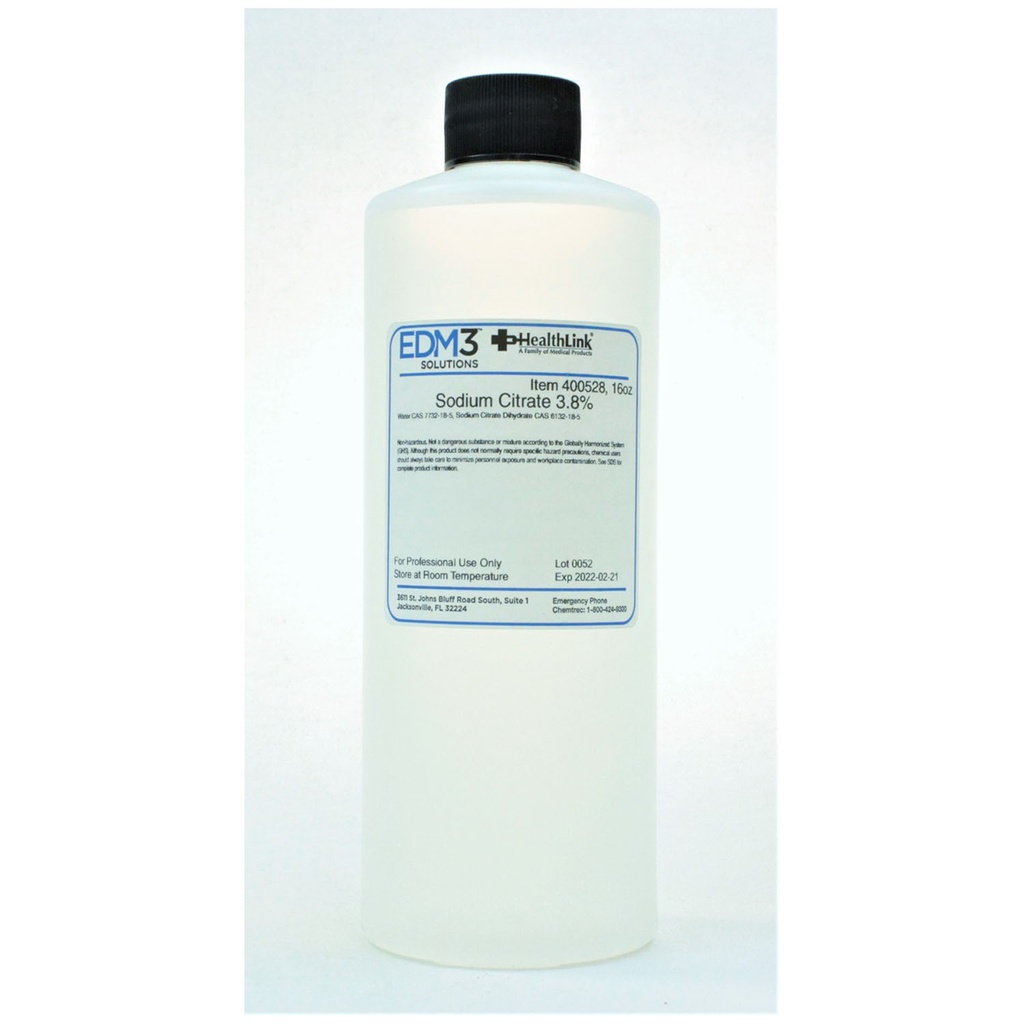 Sodium Citrate, 3.8%, 16oz, Non-Regulatory