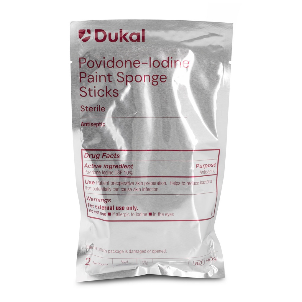 Povidone-Iodine Paint Sponge Sticks, 2/pk, 10 pk/bx, 8 bx/cs