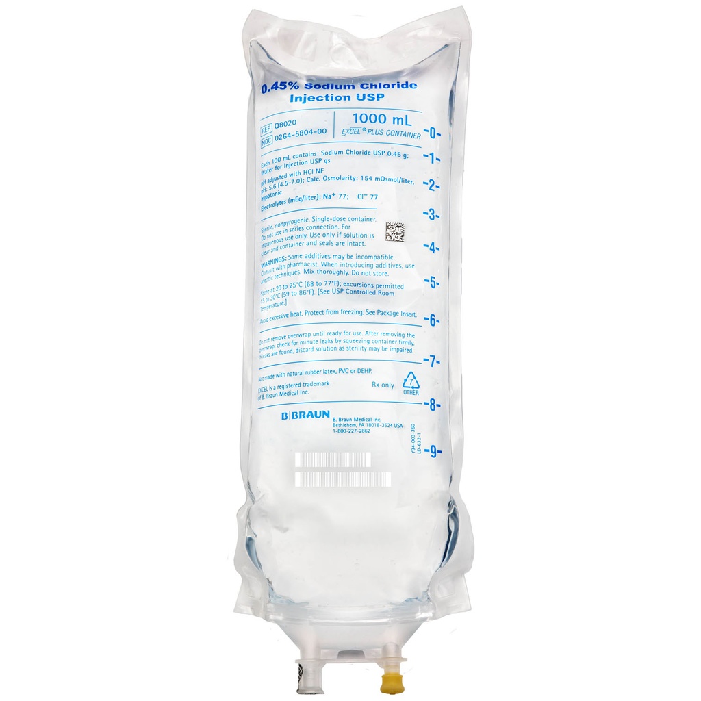 ExcelPlus Sodium Chloride Injections, 0.45%, 1000 ml, 24/cs