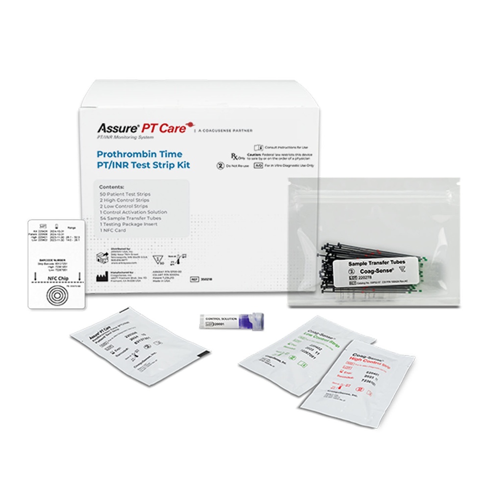 Assure® PT Care Pack 2 Contents: each #350222 Assure® PT Care Meter Kit; each #350218 Assure® PT Care Test Strip Kit; each #980121 Assure® Lance Safety Lancets 21g, 100ct