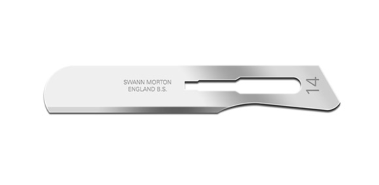 Blade, Swann Morton, Stainless Steel, Size 14, Sterile, 100/bx