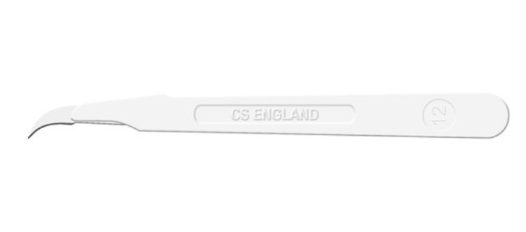 Scalpel, Cincinnati Surgical, Size 12, White Handle, Disposable, Sterile, 10/bx