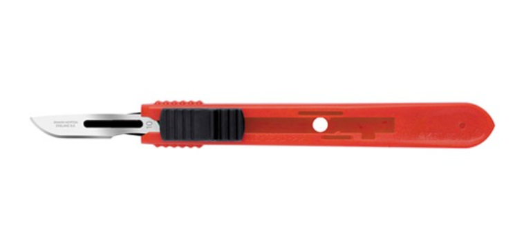 Safety Scalpels, Cincinnati Surgical, Size 10, Red Handle, Disposable, Sterile, 25/bx