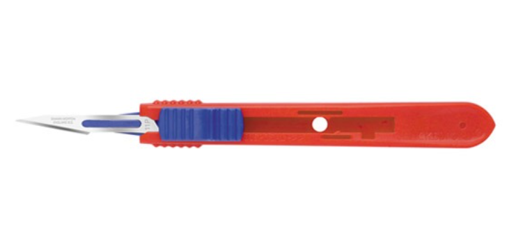 Safety Scalpels, Cincinnati Surgical, Size 11p, Red Handle, Disposable, Sterile, 25/bx